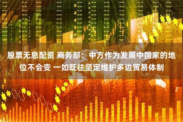 股票无息配资 商务部：中方作为发展中国家的地位不会变 一如既往坚定维护多边贸易体制
